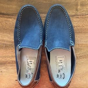 Blue suede like loafers